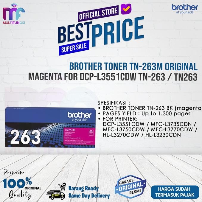 

Brother Toner TN-263M Original Magenta for DCP-L3551CDW TN-263 / TN263