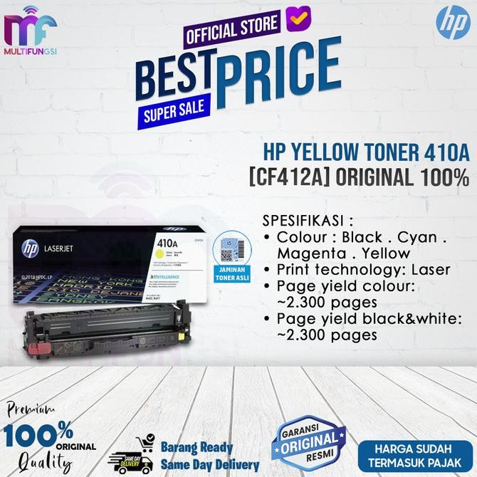 

HP Yellow Toner 410A [CF412A] ORIGINAL 100% [GAK ORI UANG KEMBALI]