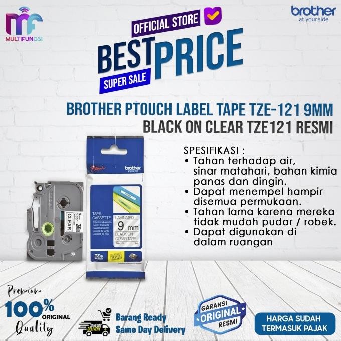 

Brother Ptouch Label Tape TZE-121 9mm Black on Clear TZE121 Resmi