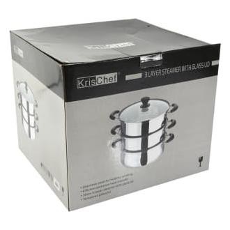 Ready Panci Kukus 3 Susun Tutup Kaca Krischef Steamer Stainless 30 Cm