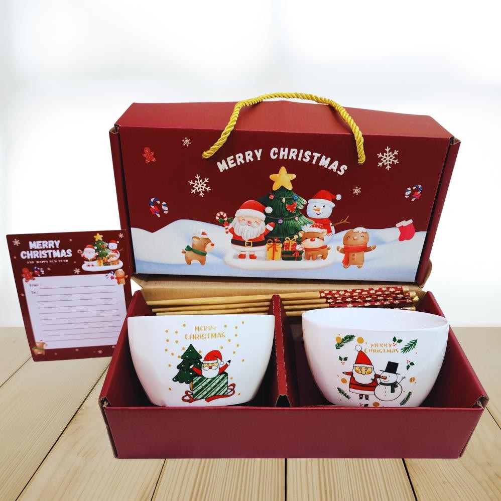 CR - Hampers Natal Mangkok Keramik Set / Kado Mangkok Natal TERLARIS