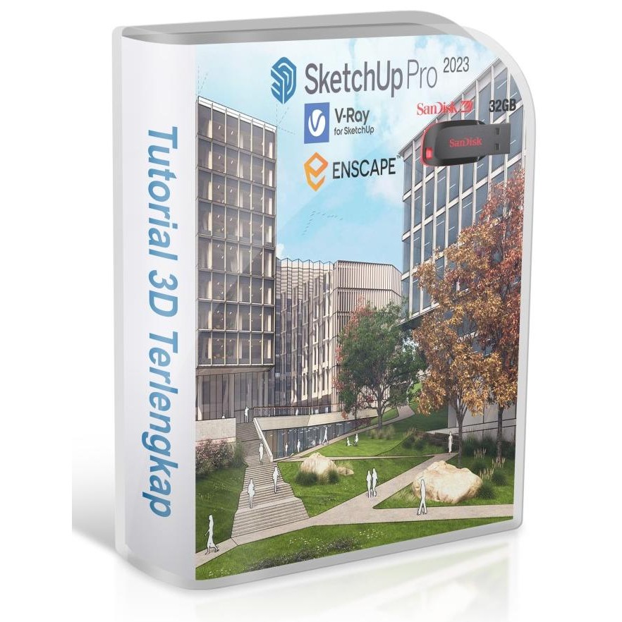 Diskon FD Video Tutorial SketchUp 2023 plus Premium Plugins VRay Enscape dll