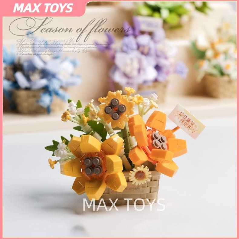 Zg - Blok Bunga Block Building Bunga Murah Blok Bunga Akrilik lego Bricks Bunga Matahari Pot Bunga M