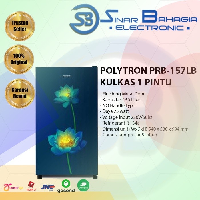 POLYTRON PRB-157LB KULKAS 1 PINTU (NEW) (KHUSUS BANDUNG)