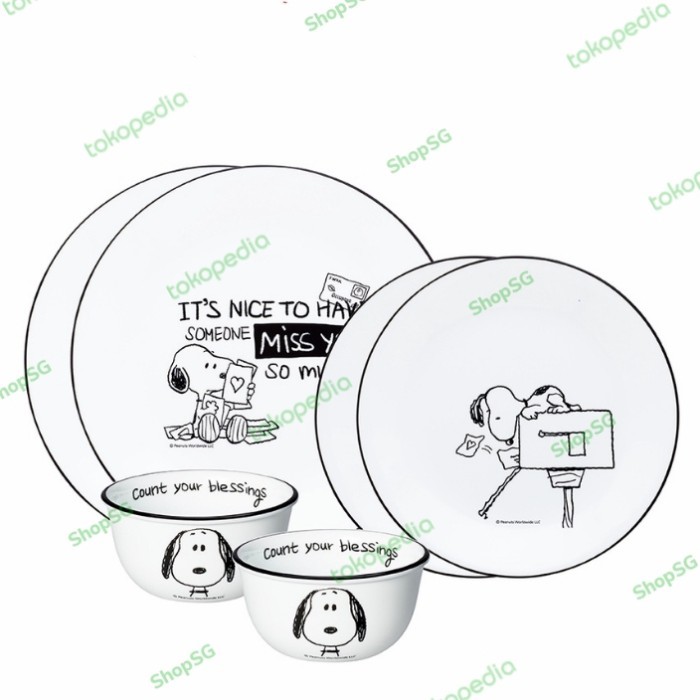 CORELLE SNOOPY 6 PC BOLD DINNER SET