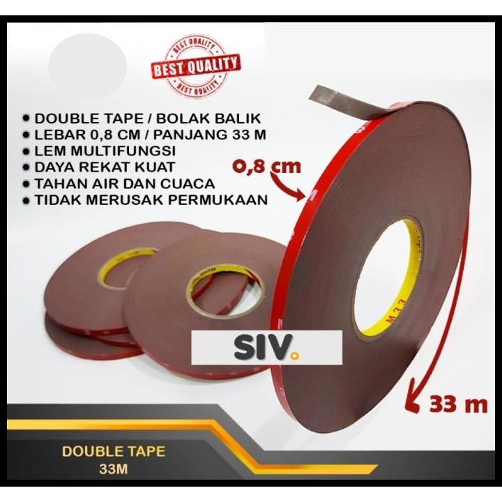 

TERMURAH DOUBLE TAPE LEM BB BOLAK BALIK 33M LEBAR 0,8 CM !!!!