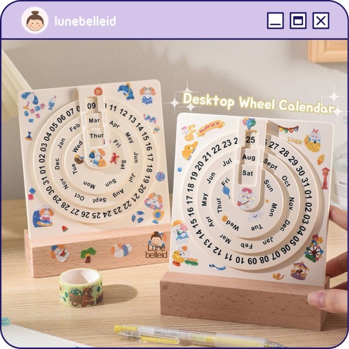 

Desktop Aesthetic Wheel Calendar / Kalender 2024 Aesthetic / Kalender Meja Estetik Abadi Murah