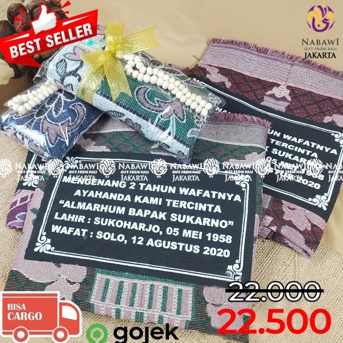 Bestseller Sajadah Dengan Sablon Nama Souvenir Tahlilan 40 Hari Parcel Murah