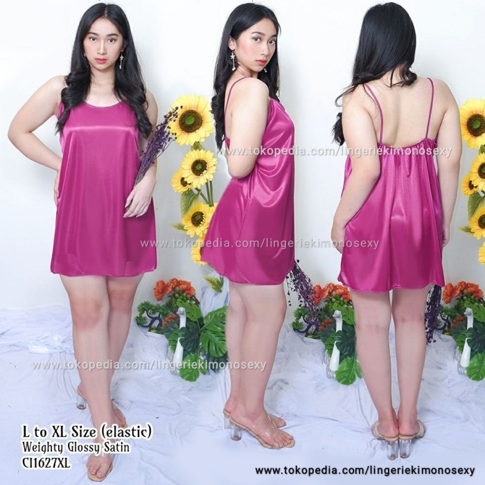 SALE baju tidur wanita dewasa lingerie sexy jumbo XL ungu mini dress daster