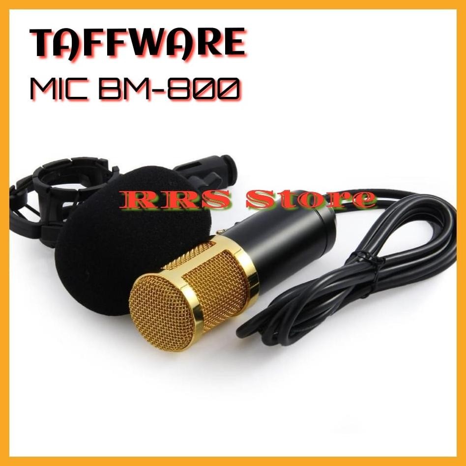 TaffSTUDIO Mikrofon Kondenser Studio dengan Shockproof Mount - BM-800 MIC KAROKE JEK KECIL MIC LAPTO