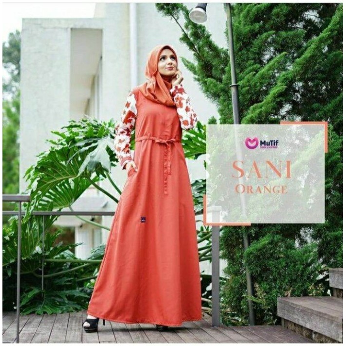 COD GAMIS WANITA MUTIF SANI ORANGE || DISKON 35% || GAMIS DEWASA KATUN - S