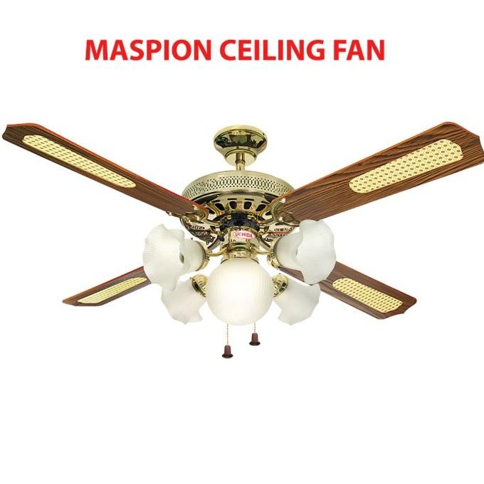 Ceiling Fan Kipas Angin Gantung Baling- Baling Kayu 5 Lampu Hias Promo