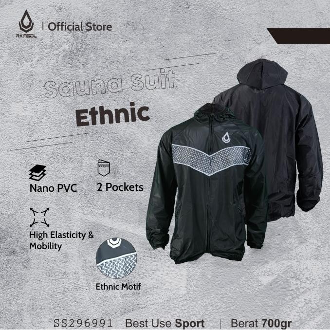 Sauna Suit Rainsol Ethnic | Baju Sauna | Jaket + Celana Sauna | Full R