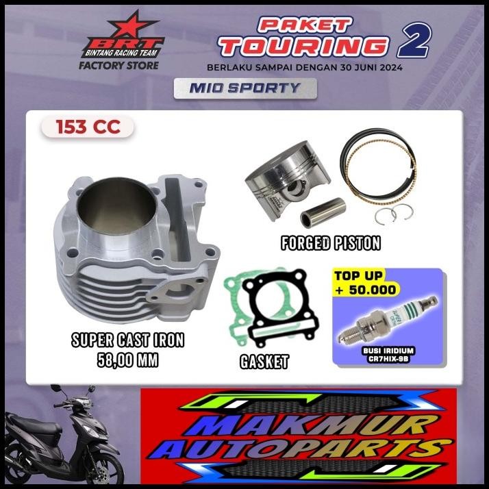 Ready Paket Bore Up Touring 2 MIO Sporty BRT - Blok Piston 58.00 MM (BINTANG RACING TEAM)
