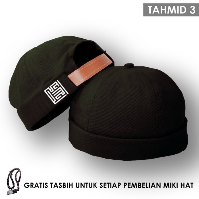 Peci Peci Kopiah Pria Miki Hat Yanura Mikihat Alhamdulillah Tahmid 3 - Hitam putih premium kopiah so