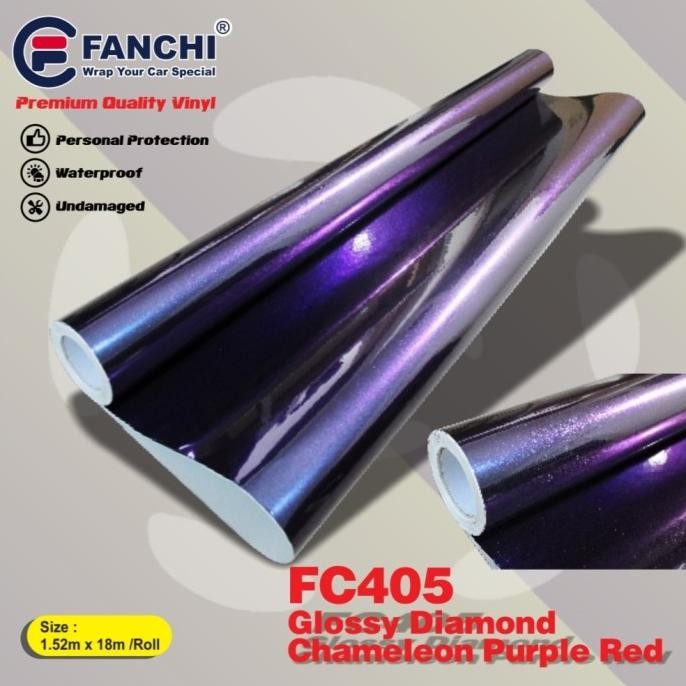 

READY STOCK 152CM STICKER FANCHI FC405 GLOSSY DIAMOND CHAMELEON PURPLE RED 152CM/M