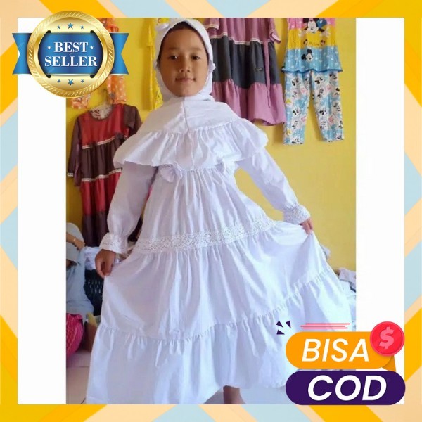 Gamis Syar'I Modern Dress Umur 9 11 12 14 Tahun Baju Ank Lebaran Bju Hamis Model Terbaru Gamis Anak 