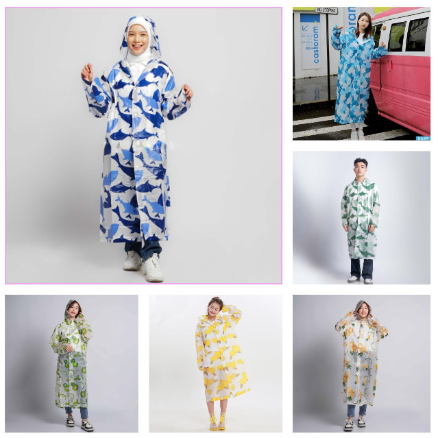GARANSI Jas Hujan Eva Terusan Dewasa TC86 Travel Raincoat Dress Korea Lemon - Random