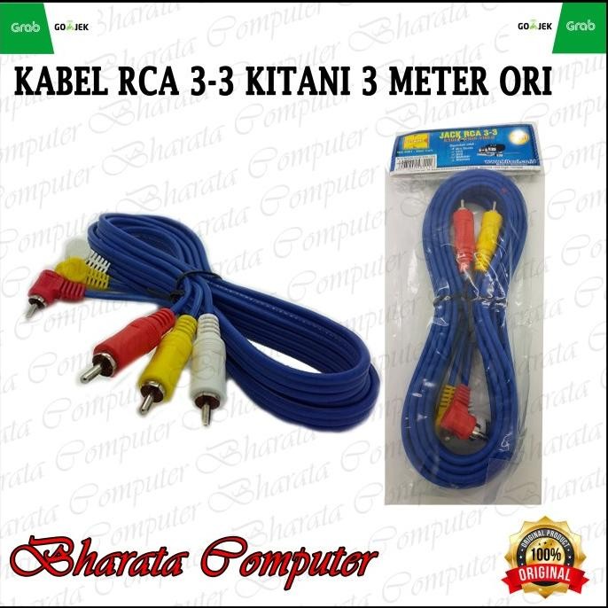 

Diskon! KABEL AV ORI Kabel RCA 3-3 Male Merk KITANI Cable RCA Panjang 3 METER