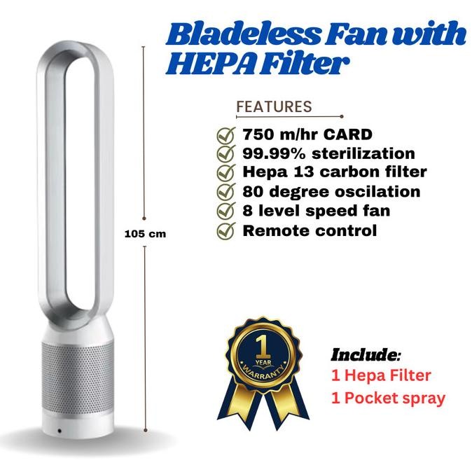 Bladeless Fan HEPA Filter Kipas Angin Air Purifier tower