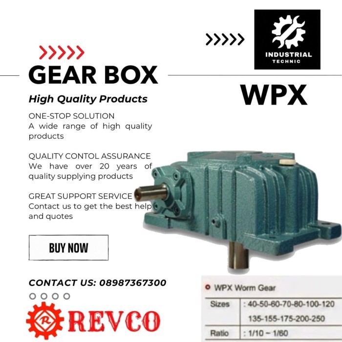 GEAR BOX REVCO WPX 120 WORM GEAR REDUCER RATIO 1:10-60/ GEARBOX WPX GEARBOX SPEED REDUCER WPX/