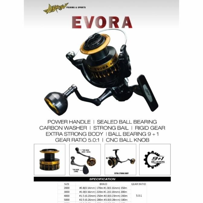 TERBARU - Reel Harrow Evora Power Handle Berkualitas