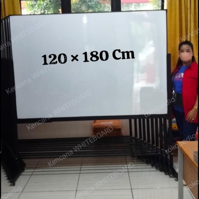 

TERBARU - white board 120 180 cm stand roda