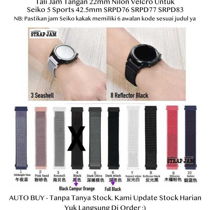 HARGA DISC - Sport Loop 22mm Tali Strap Seiko 5 Sports 42.5mm SRPD76 SRPD77 SRPD83