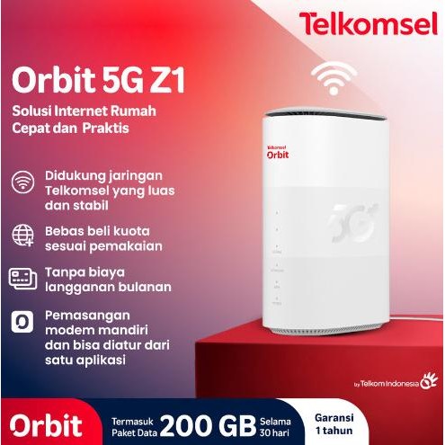 BEBAS ONGKIR - Telkomsel Orbit 5G Z1 Modem WiFi 5G High Speed Free Perdana internet Kuota 200GB