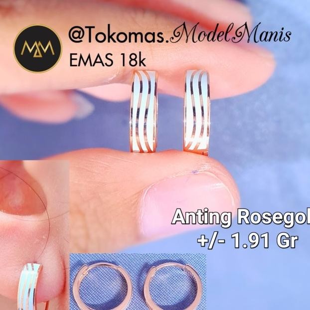 Anting Fashion Italy Emas Italy Rosegold 750 Kadar 18K