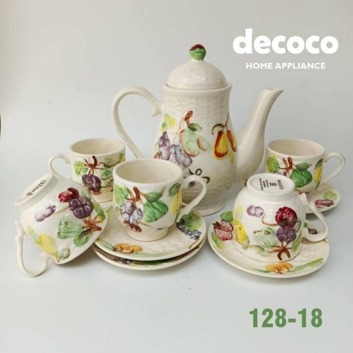 Nakato Kopi Set Tea Cup Saucer Cangkir Lepek Kado Timbul Cantik Murah