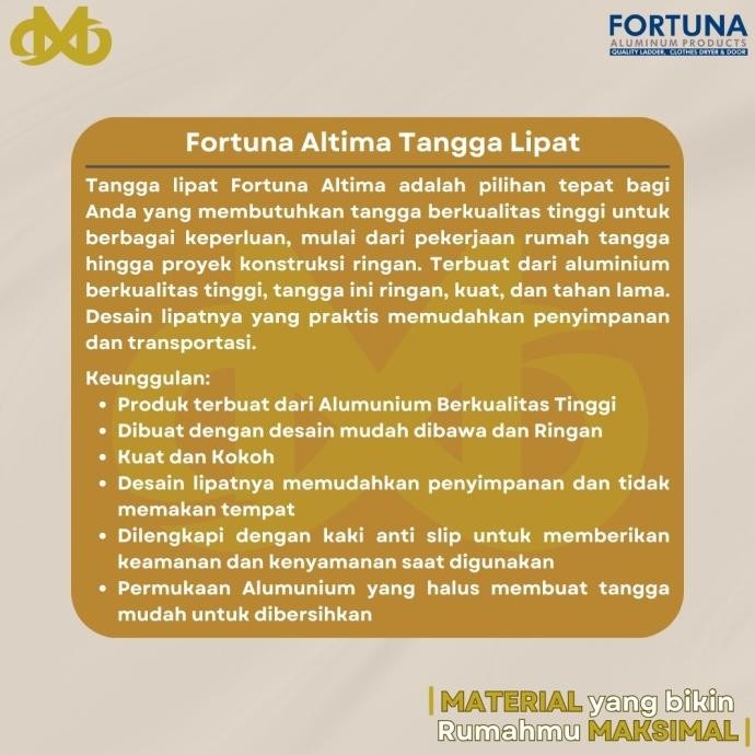 Fortuna | Tangga Lipat Alumunium / Tangga Alumunium Fortuna Altima | Tinggi 2m