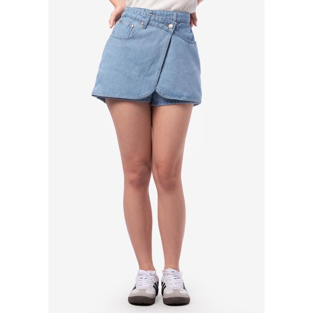 

BLUE- COLORBOX WRAP DENIM MINI SKORT I-SKDFJN224H021 LT. BLUE