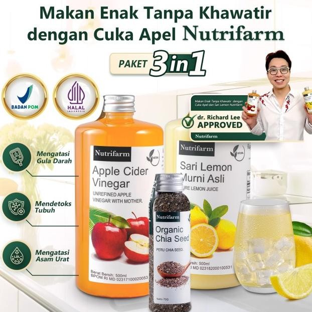 

Nutrifarm Paket 3In1 Cuka Apel Sari Lemon Chia Seed