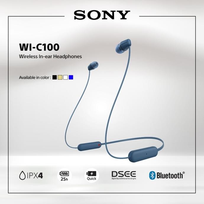 

BLUE- SONY WI-C100 BLUE WIRELESS IN-EAR SPORT EARPHONE / WIC100 / WI C100