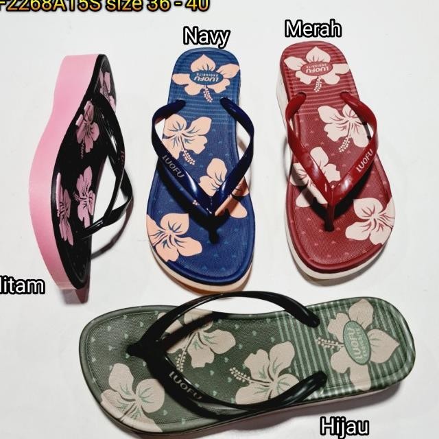 F2268A15S Jelly Sandal Jepit Wanita Luofu Karet Sendal Cewek