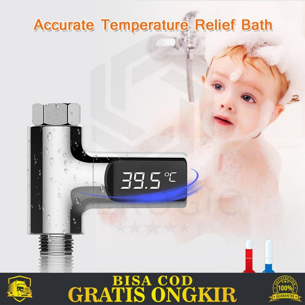 SHOWER THERMOMETER LED DISPLAY HOME WATER PENGUKUR ABS DESAIN PUTAR