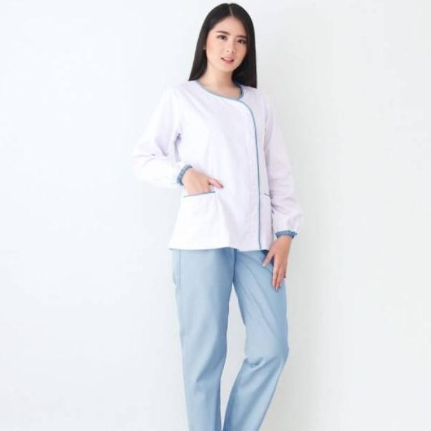 

BLUE- BAJU SUSTER LENGAN PANJANG ZOE WHITE BLUE / SERAGAM BABY SITTER