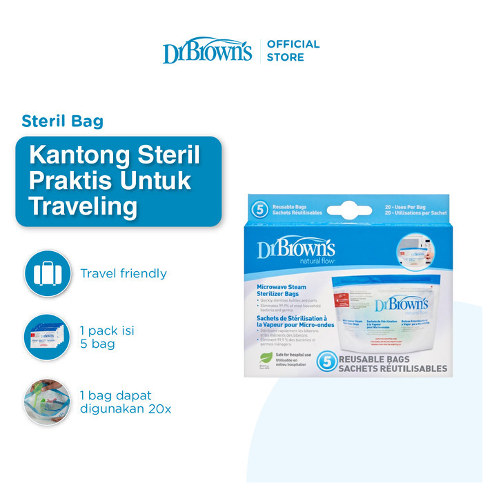 Dr.Brown's Microwave Steam Sterilizer Bag, Kantong Steril Botol