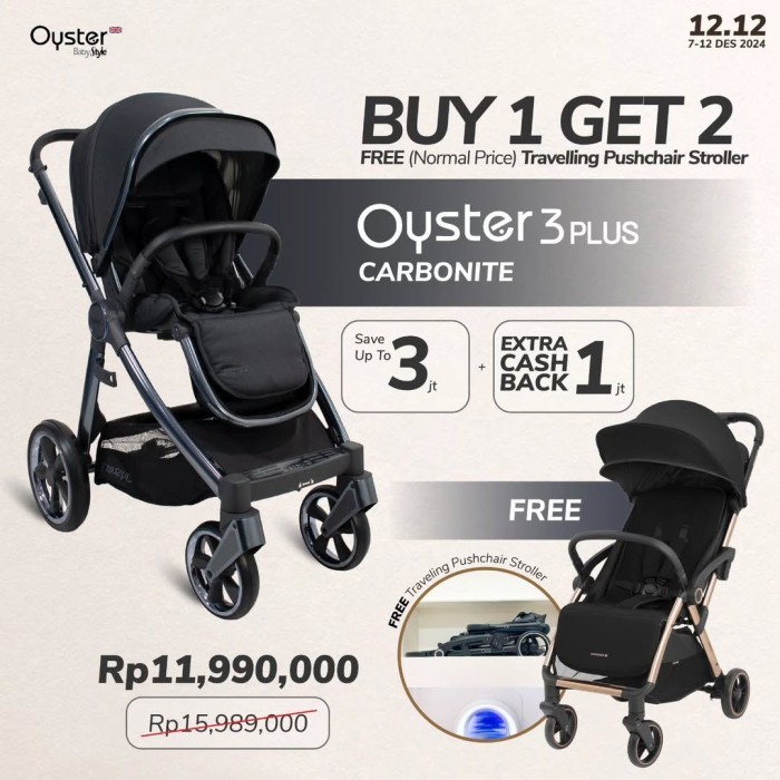 Oyster 3 Plus Stroller Bayi Stroller Anak Kereta Dorong Bayi
