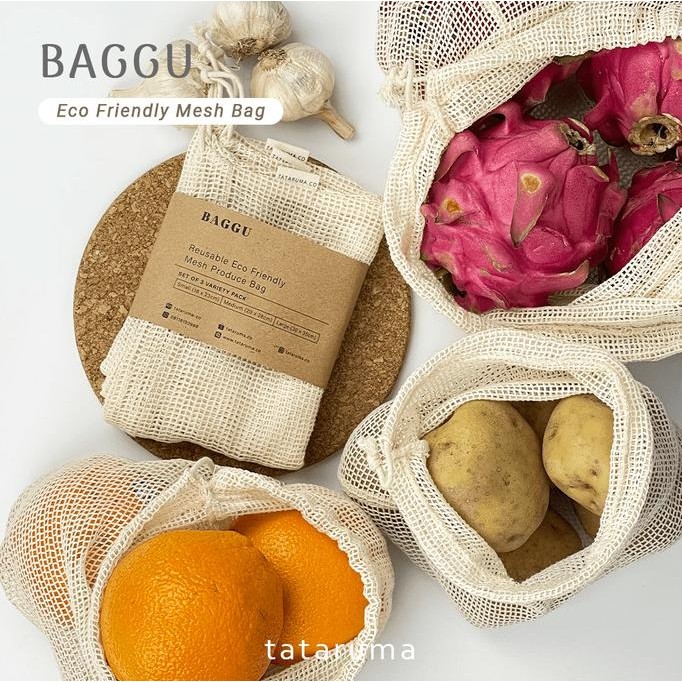 

baggu 3in1 - tas jaring reusable produce mesh bag kantong buah sayur termurah