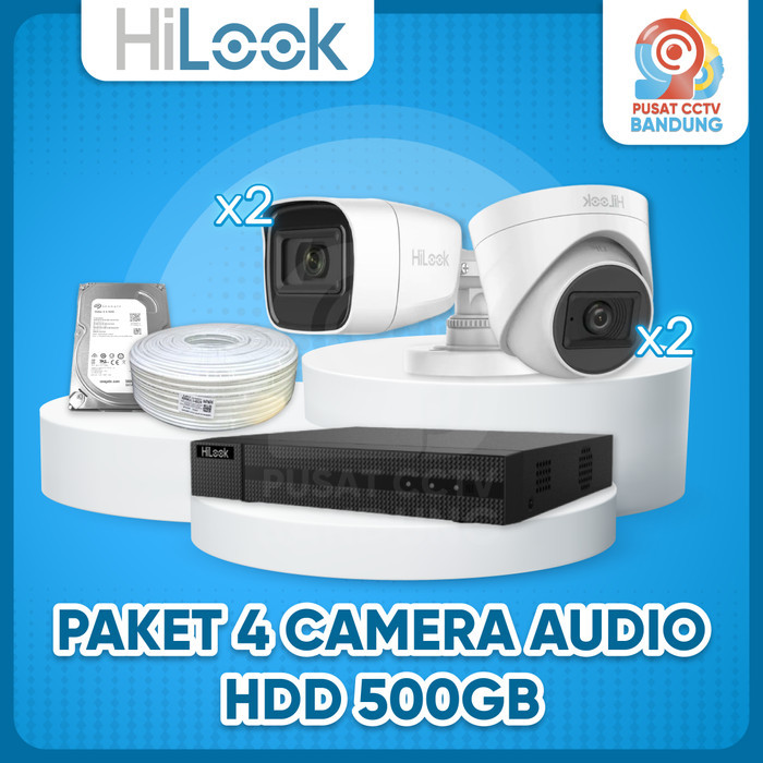 PAKET CCTV HILOOK 4 KAMERA 2MP AUDIO