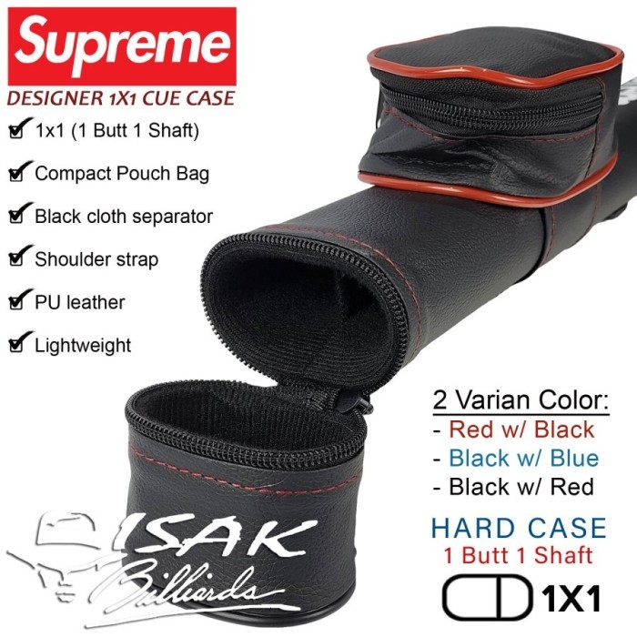Supreme 1X1 Case Black Red- Tas Stick Hard Cue Sarung Stik Billiard