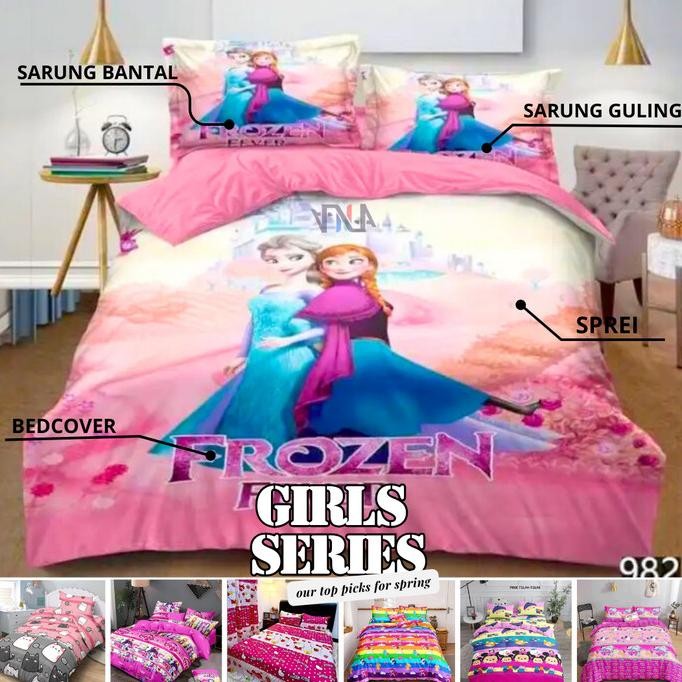 BEDCOVER SET ANAK/Bedcover+Sprei Gambar Frozen Kasur Single-Extra KIng