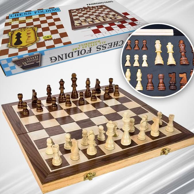 Papan Catur Premium Kayu Wooden Folding Chess Set 1412