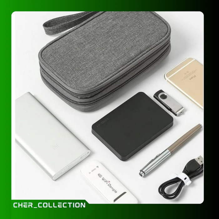 TAS GADGET DOUBLE LAYER TAS TRAVEL 2 ZIPPER ORGANIZER GADGET UKURAN BE