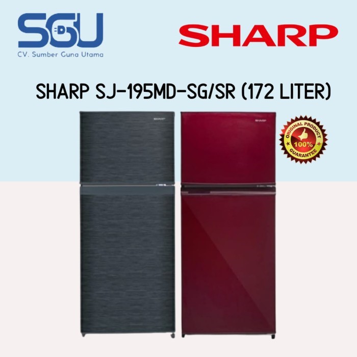 KULKAS SHARP SJ-195MD-SG/SR 2 PINTU SJ195MD SJ 195MD