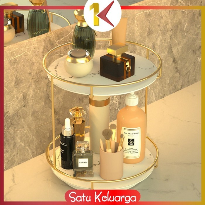 SK-K134 Rak Kosmetik Bulat 2 Tingkat Rak Putar 360 Derajat