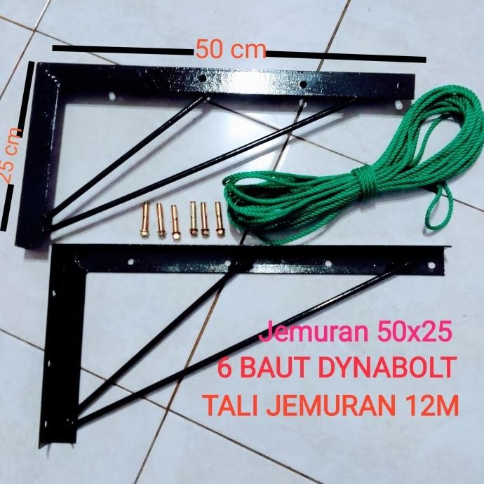 Jemuran Tali Besi Siku Nempel Dinding 50x25