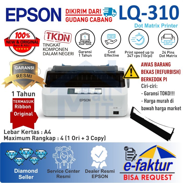 PRINTER EPSON DOMATRIX LQ310 LQ-310 LQ 310 GARANSI RESMI